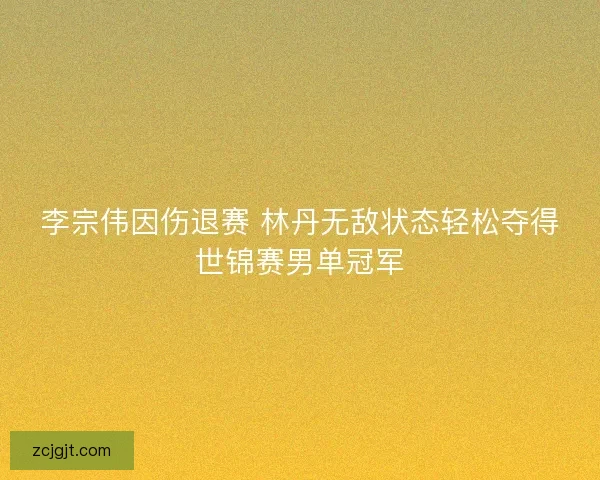 李宗伟因伤退赛 林丹无敌状态轻松夺得世锦赛男单冠军