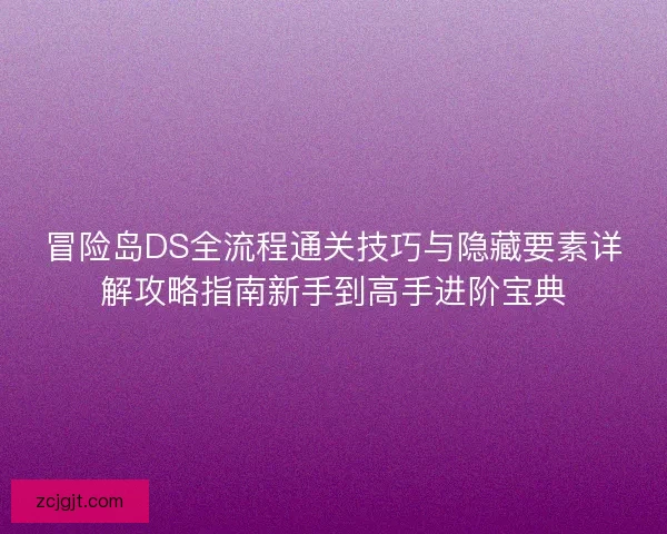 冒险岛DS全流程通关技巧与隐藏要素详解攻略指南新手到高手进阶宝典